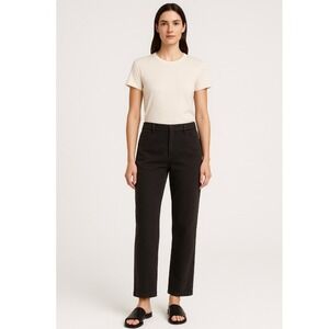 Vince Women's‎ Cotton Lyocell Linen Straight Leg Pants Black Charcoal Size 10